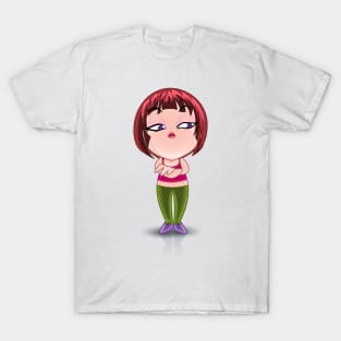 short hair beautiful girl cartoon character for young kids T-Shirt